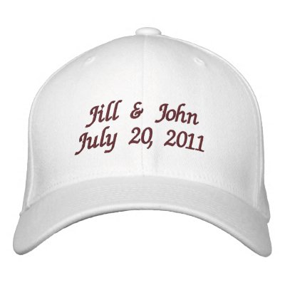 Wedding Date Couple Names Announcement Wine Hat Embroidered Baseball Cap by MonogramGalleryGifts