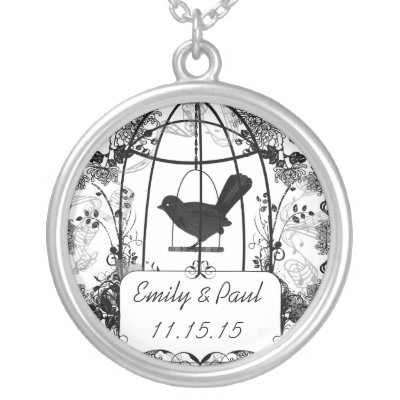 Wedding Date Vintage Birdcage Anniversary Necklace