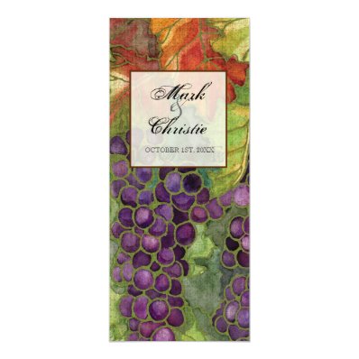Wedding Dinner Menu, Autumn Grape Leaf Card