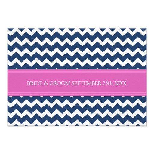 Wedding Direction Cards Blue Hot Pink Chevron