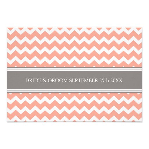 Wedding Direction Cards Coral Grey Chevron