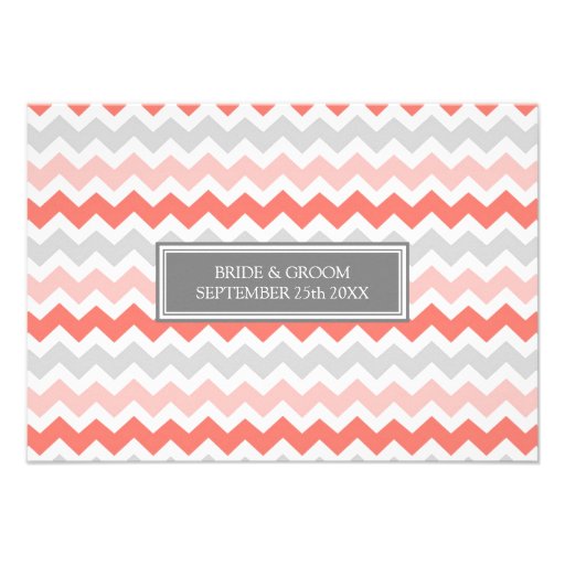 Wedding Direction Cards Coral Grey Chevron