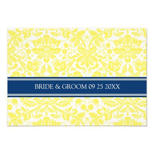Wedding Direction Cards Lemon Blue Damask