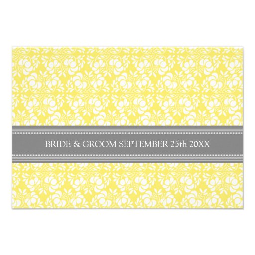 Wedding Direction Cards Lemon Gray Damask