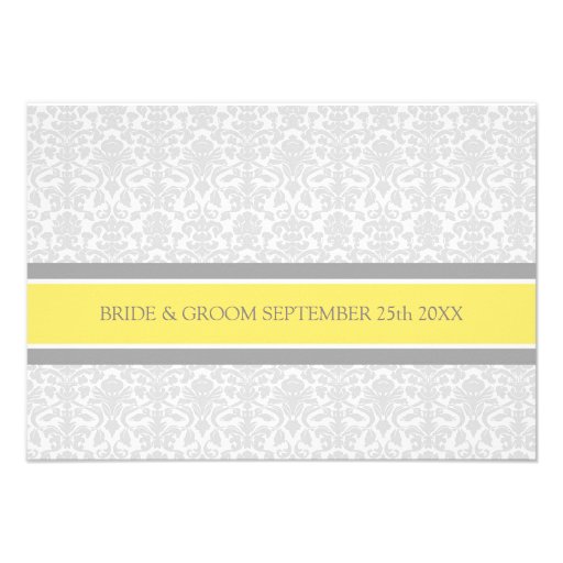Wedding Direction Cards Lemon Gray Damask