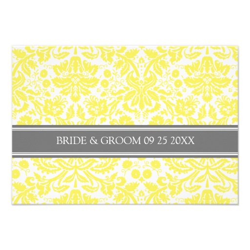 Wedding Direction Cards Lemon Grey Damask