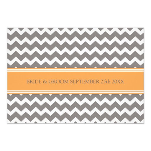 Wedding Direction Cards Orange Grey Chevron