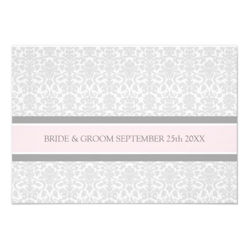Wedding Direction Cards Pink Gray Damask
