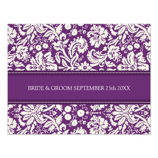 Wedding Direction Cards Plum Damask