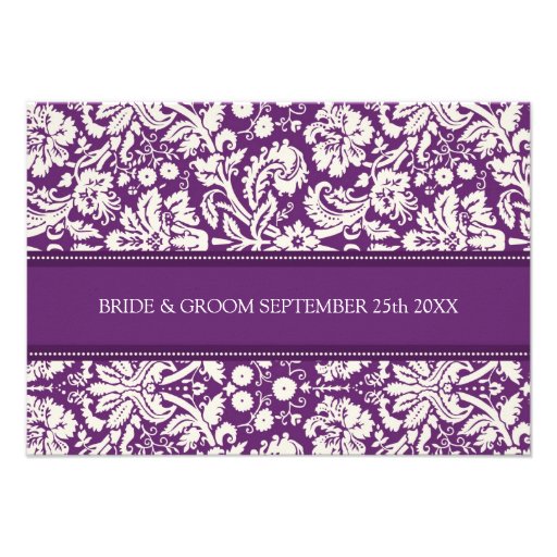 Wedding Direction Cards Plum Damask