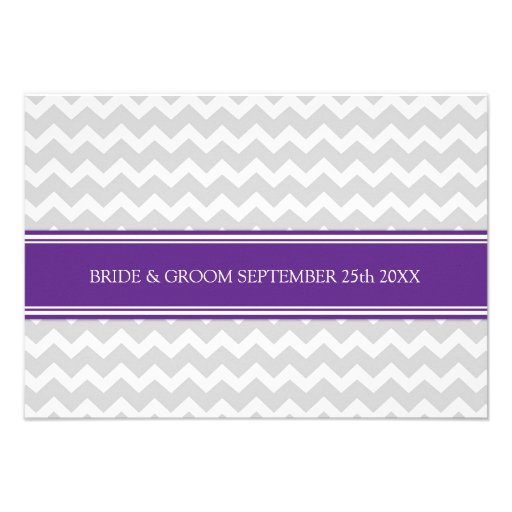 Wedding Direction Cards Purple Grey Chevron