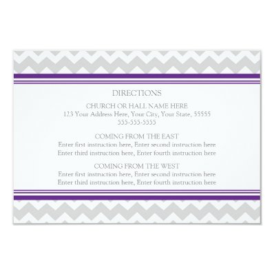 Wedding Direction Cards Purple Grey Chevron Invitation
