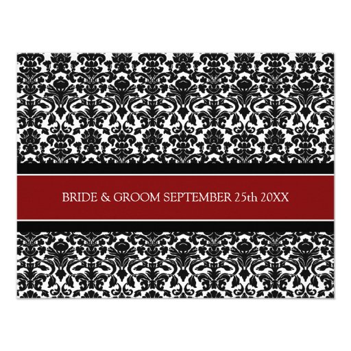 Wedding Direction Cards Red Black Damask