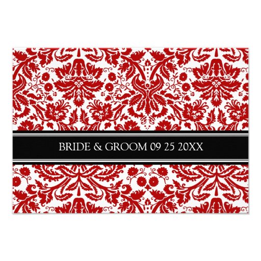 Wedding Direction Cards Red Black Damask