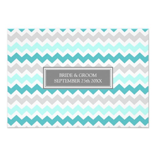 Wedding Direction Cards Teal Grey Chevron