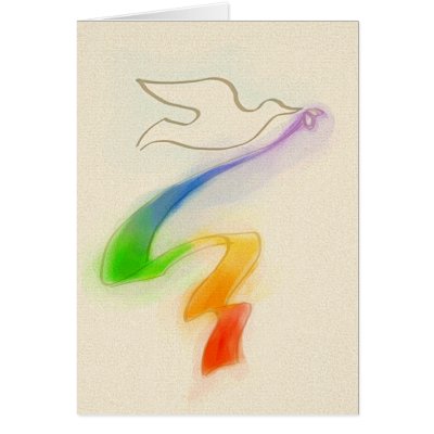 Wedding Dove with Rainbow Ribbon cards