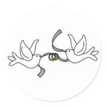 Wedding Doves with Rings Sticker
