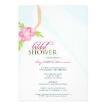 Wedding Dress_2 Bridal Shower Invitation (blue)