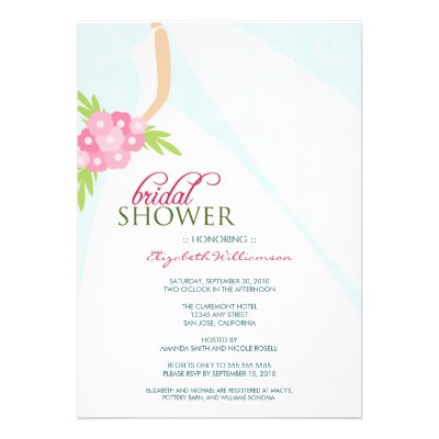 Wedding Dress_2 Bridal Shower Invitation (blue)
