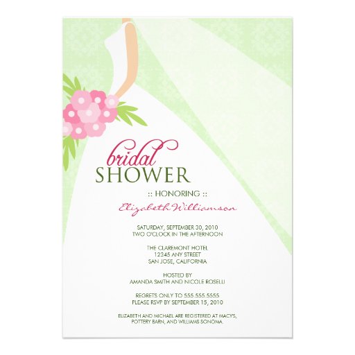 Wedding Dress_2 Bridal Shower Invitation (mint)