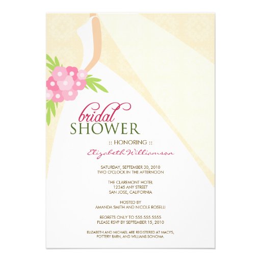 Wedding Dress_2 Bridal Shower Invitation (peach)