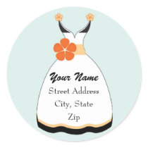 Wedding Dress Address Label Round Stickers