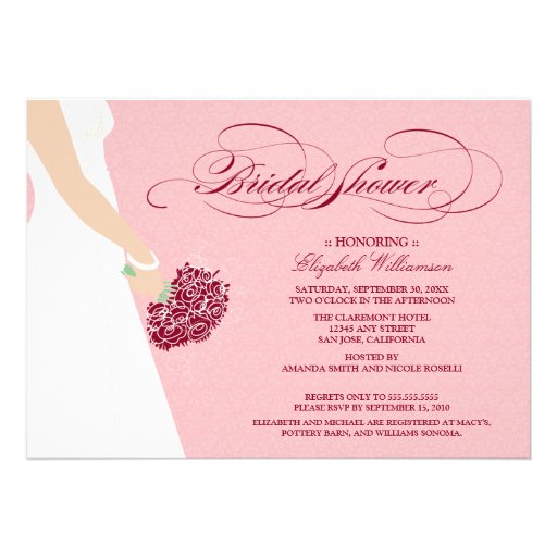 Wedding Dress Bridal Party Invitation (pink)