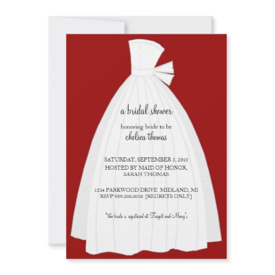 Wedding Dress Bridal Shower Invitation {Crimson} (10-pack)
