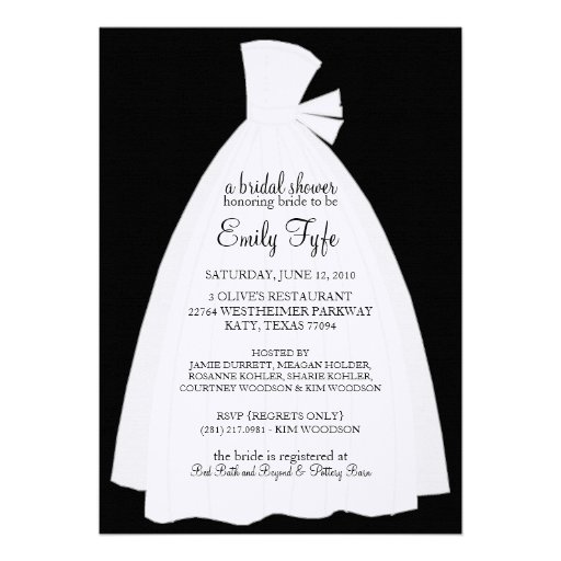 Wedding Dress Bridal Shower Invitation {Ebony}