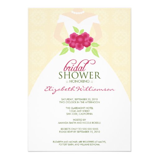 Wedding Dress Bridal Shower Invitation (peach)
