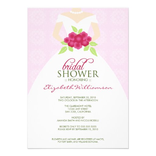Wedding Dress Bridal Shower Invitation (pink)