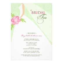 Wedding Dress Bridal Tea Invitation (green)
