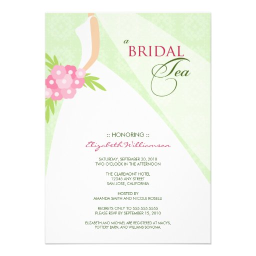 Wedding Dress Bridal Tea Invitation (green)