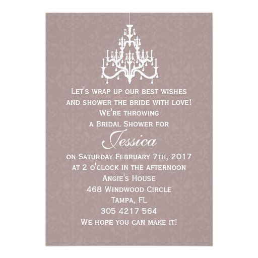 Wedding dress Chandelier  Bridal shower Invitation