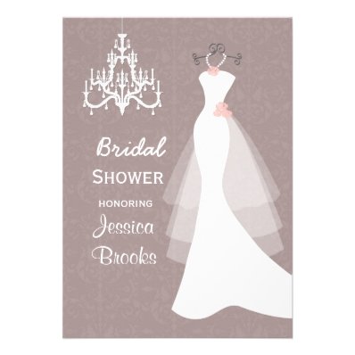 Wedding dress Chandelier Bridal shower Invitation
