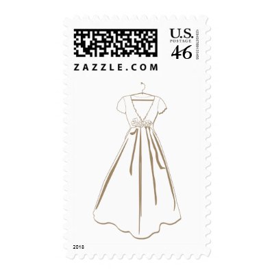 Wedding Dress on Hanger Clipart Postage Stamps by WeddingPostageShoppe