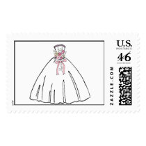 Wedding Dress Pink Bouquet postage