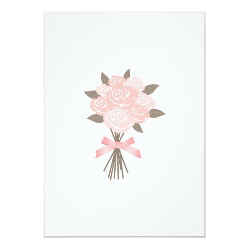 Wedding dress, roses, pink polka dots personalized invitations