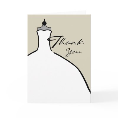 Wedding Dress Thank You - Custom Background Color Greeting Cards
