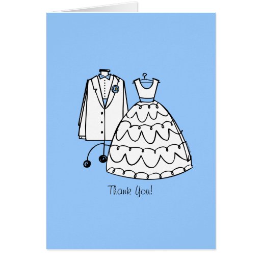 Wedding Dress & Tux Custom Thank You Notes Greeting Card