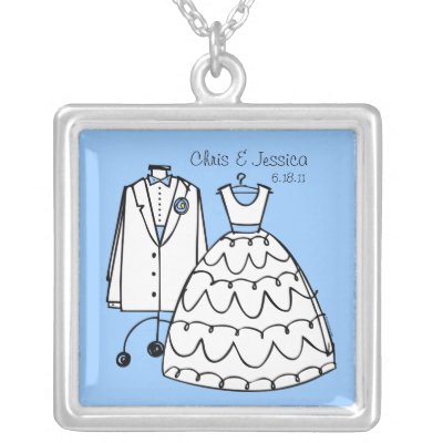 Wedding Dress Tux Personalized Necklace by pinkinkart