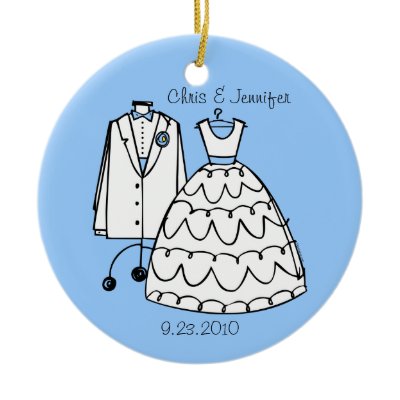 Wedding Dress Tux Personalized Ornament by pinkinkart