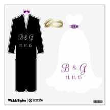WEDDING DRESS TUXEDO WEDDING RINGS WALL DECALS