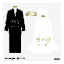 WEDDING DRESS TUXEDO WEDDING RINGS WALL DECALS