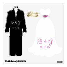 WEDDING DRESS TUXEDO WEDDING RINGS WALL DECALS