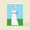Wedding Dress, white, lavender trim invitations cards