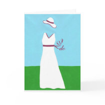 Wedding Dress, white with red, I do, invitations cards