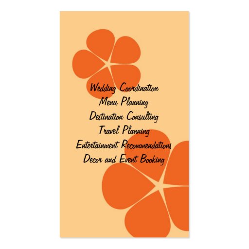 Wedding Dress with Orange Flower2 Business Card Template (back side)