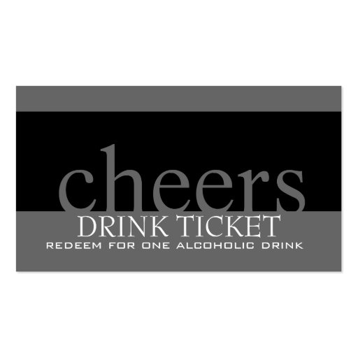 Wedding Drink Ticket for Reception Business Card Templates (front side)