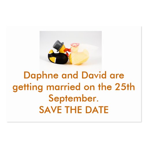 Wedding ducks ... Save the date Business Card (back side)